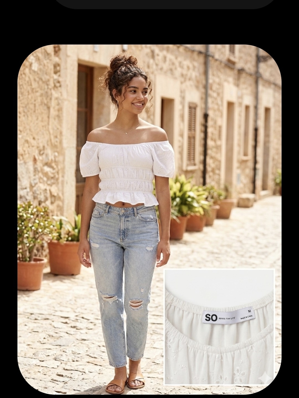 ASOS White Off-Shoulder Embroidered Crop Top